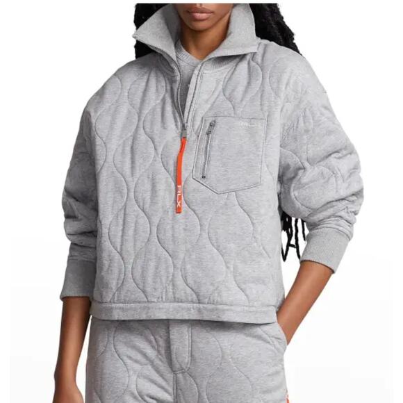 Polo Ralph Lauren RLX Oversized Quilted Half-Zip Pullover heather gray (New) - Picture 1 of 5